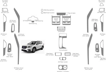 Subaru Ascent 2019-2022 Inleg dashboard Interieurset aansluitend en pasgemaakt 37 Delen