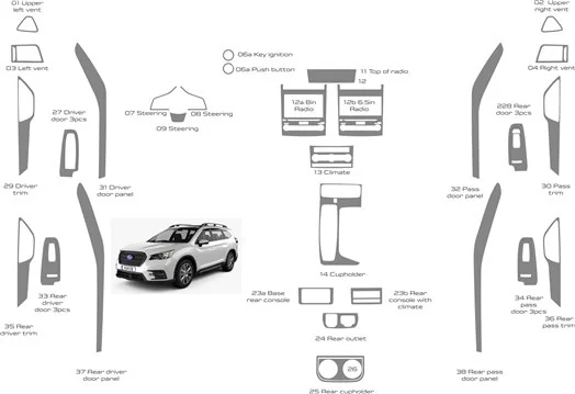 Subaru Ascent 2019-2022 Innenraum WHZ Armaturenbrett Komplettverkleidungssatz 37 Teile