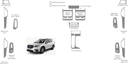 Subaru Ascent 2019-2022 Interieur WHZ Dashboard Volledige uitrustingsset 28 onderdelen