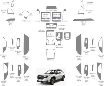 Subaru Forester 2019-2024 Inleg dashboard Interieurset aansluitend en pasgemaakt 37 Delen