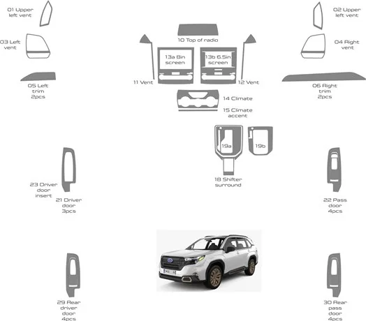 Subaru Forester 2019-2024 Interieur WHZ Dashboard Volledige uitrustingsset 30 onderdelen