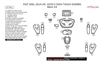 Fiat 500L 2012–2018 3D Interior Dashboard Trim Kit Dash Trim Dekor 27-Parts