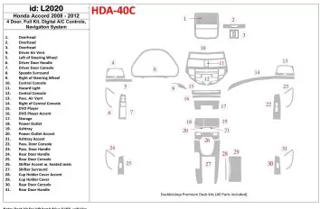 Honda Accord 2008-2012 Voll Satz, 4 Doors, Automatic AC Control, With NAVI system BD innenausstattung armaturendekor cockpit dek