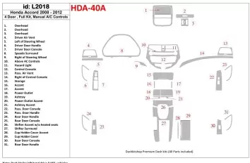 Honda Accord 2008-2012 Full Set, 4 Doors, Manual Gearbox AC Control BD Interieur Dashboard Bekleding Volhouder