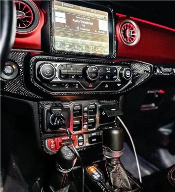 Jeep Wrangler Unlimited Rubicon 2018-2023 Inleg dashboard Interieurset aansluitend en pasgemaakt 25 Delen