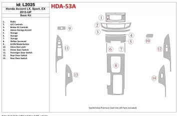 Honda Accord 2013-UP Basic Set BD Interieur Dashboard Bekleding Volhouder