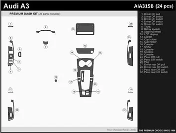 Audi A3 8V ab 2012-2018 3D Interior Dashboard Trim Kit WHZ Dash Trim Dekor 24-Parts