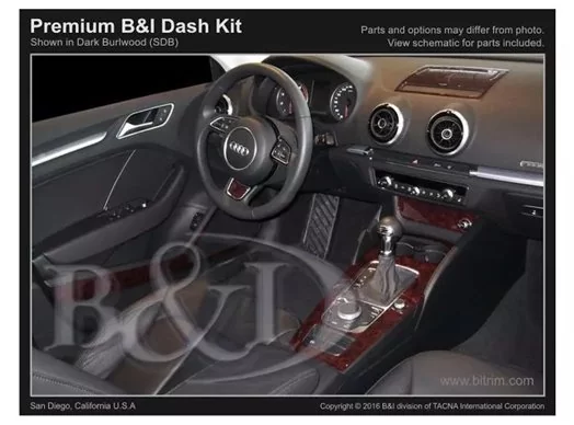 Audi A3 8V ab 2012-2018 Mittelkonsole Armaturendekor Cockpit Dekor 24-Teile - 2- Cockpit Innenraum Dekor 