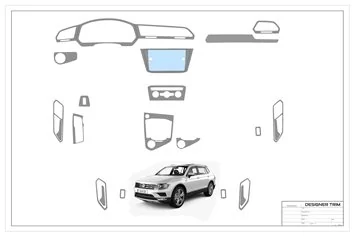Volkswagen Tiguan 2018-2024 3D Interior Dashboard Trim Kit Dash Trim Dekor 21-Parts