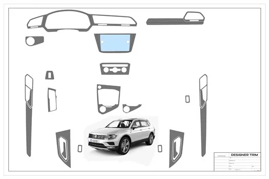 Volkswagen Tiguan 2018-2024 Habillage Décoration de Tableau de Bord 27-Pièce