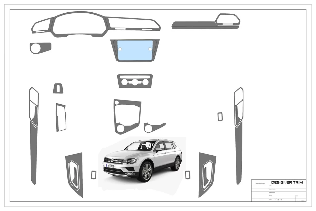 Volkswagen Tiguan 2018-2024 3D Innenraum Armaturenbrett Zierleiste Dekor 27-Teile