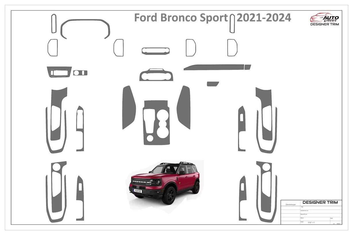 Ford Bronco Sport 2021-2024 Habillage Décoration de Tableau de Bord 29-Pièce