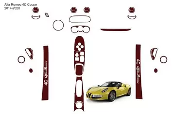 Kit di finiture per cruscotto interno 3D Alfa Romeo 4C Coupe 2014-2020 Dash Trim Dekor 35 pezzi