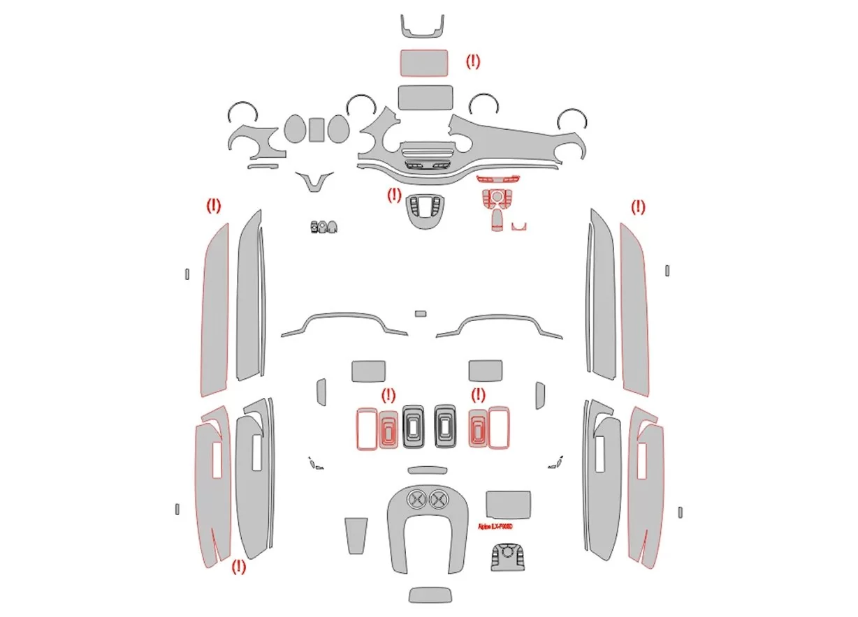 Mercedes-Benz V-Klasse 2014 Interieur Wrap Snij Sjabloon