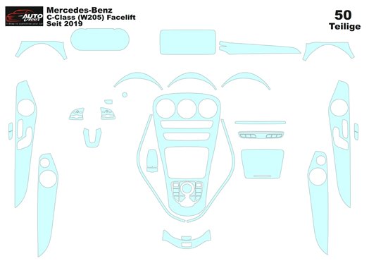 Mercedes-Benz C-Klasse AMG W205 2014 – Schnittvorlage für Innenraumfolierung