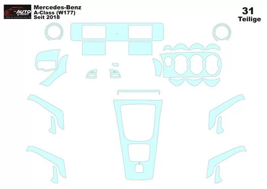 Mercedes-Benz A W177 2018 Interieur Wrap Snij Sjabloon