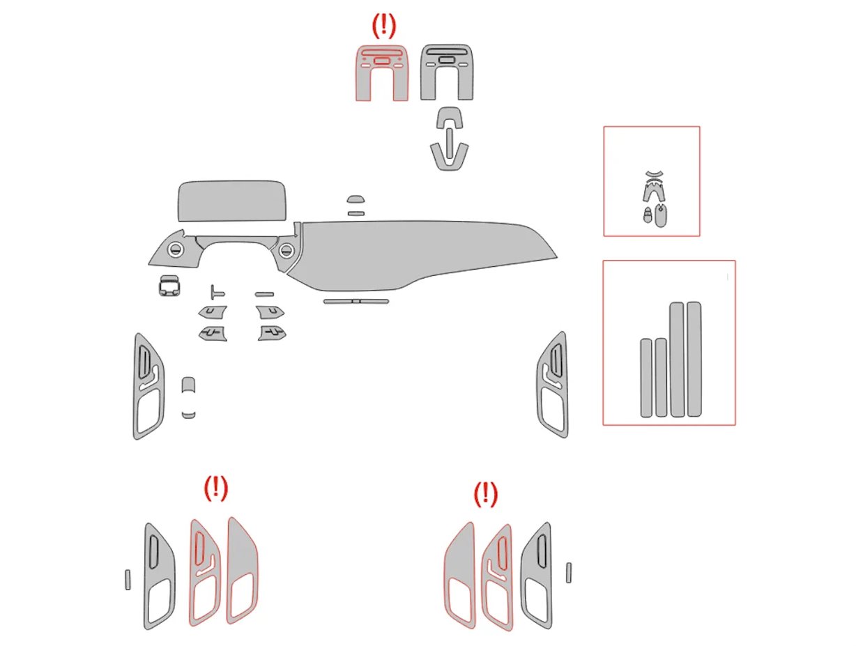 Mercedes-Benz E-Class W214 2023 Interior Wrap Cutting Template