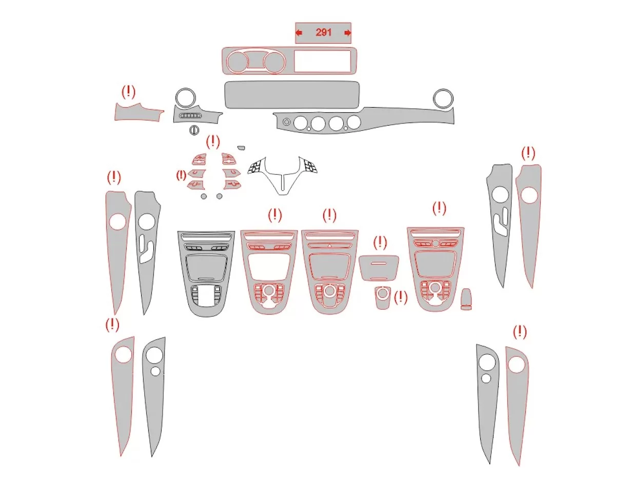 Mercedes-Benz E-Class W213 2016 Interior Wrap Cutting Template