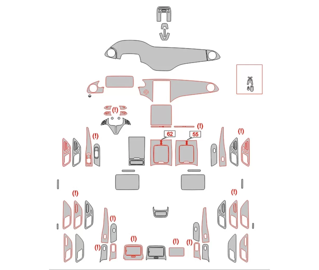 Mercedes-Benz EQE SUV 2022 Interior Wrap Cutting Template