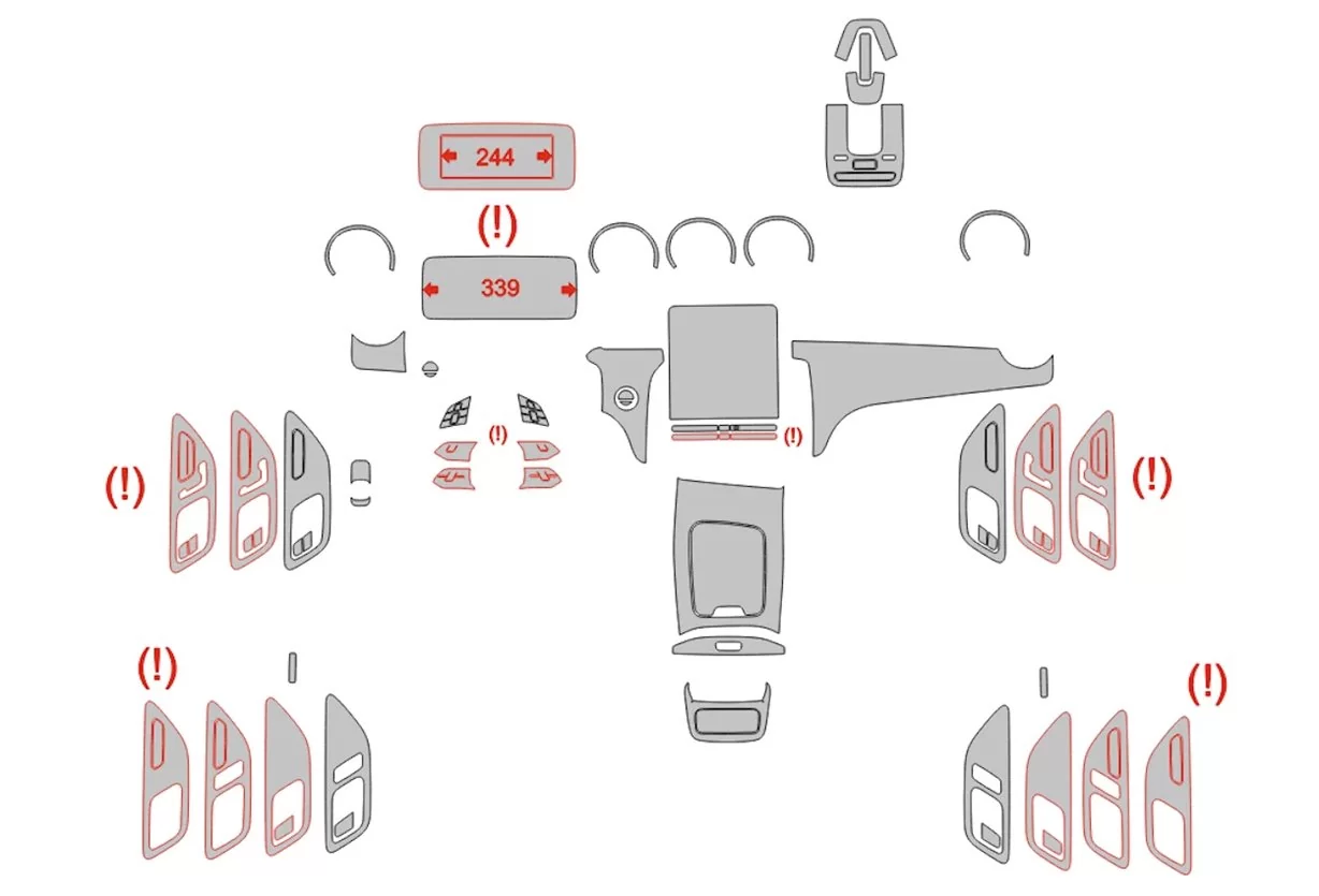 Mercedes-Benz GLC-Class X254 2022 Interior Wrap Cutting Template