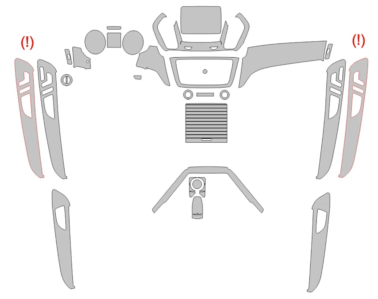 Mercedes-Benz GLS-Klasse X166 2015 – Schneidevorlage für Innenraumfolierung