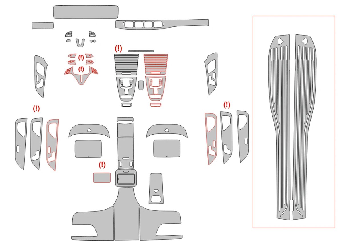 Mercedes-Benz GLS-Class X167 2019 Interior Wrap Cutting Template