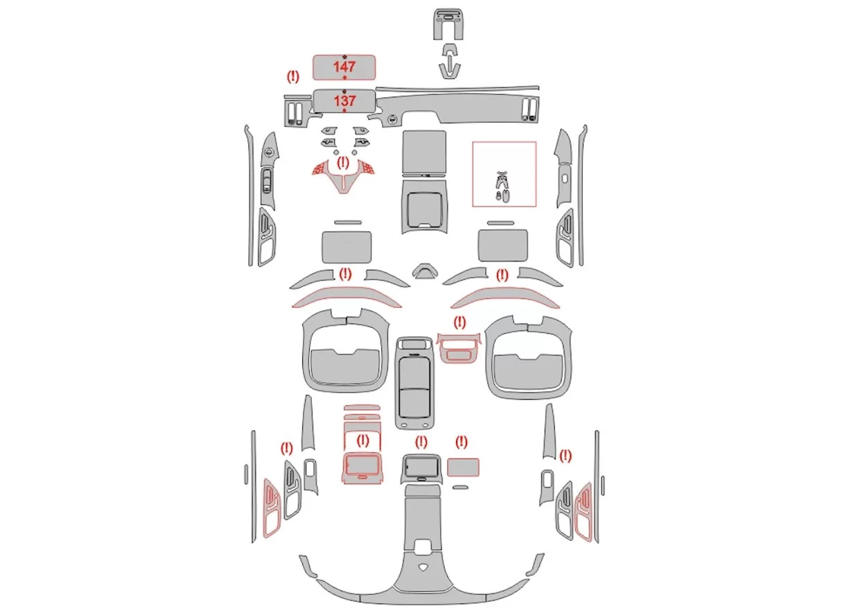 Mercedes-Benz S-Class Maybach Z223 2021 Interior Wrap Cutting Template