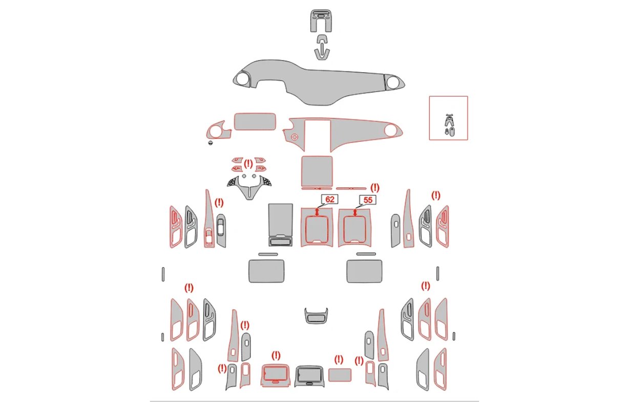 Modello di taglio per rivestimento interno Mercedes-Benz EQS SUV X296 2022