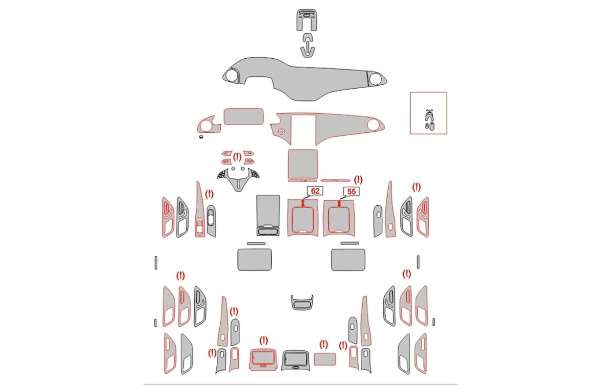 Modello di taglio per rivestimento interno Mercedes-Benz EQS SUV X296 2022