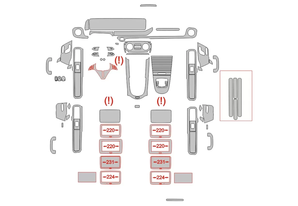 Mercedes-Benz G-Klasse W465 2024 – Schnittvorlage für Innenraumfolierung