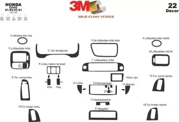 Honda Civic 95-01 Mittelkonsole Armaturendekor Cockpit Dekor 22-Teilige - 2- Cockpit Dekor Innenraum