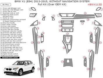 BMW X1 E84 2009–2015 Habillage Décoration de Tableau de Bord 36-Pièce