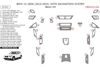 BMW X1 E84 2009–2015 NAVI Mascherine sagomate per rivestimento cruscotti 24-Decori