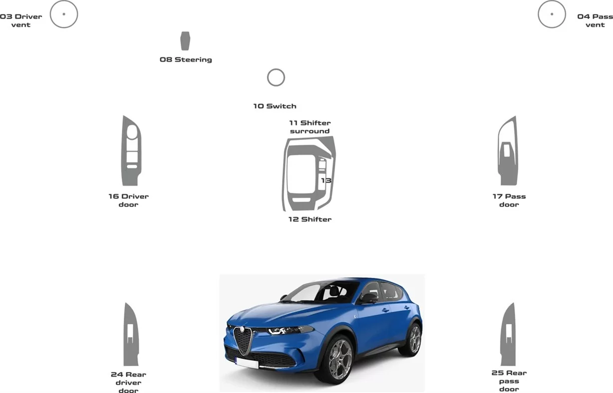 Alfa-Romeo Tonale Ti 2023-2025 3D Inleg dashboard Interieurset aansluitend en pasgemaakt op he 25-Teile