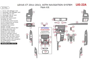 Lexus CT 2011-UP BD innenausstattung armaturendekor cockpit dekor